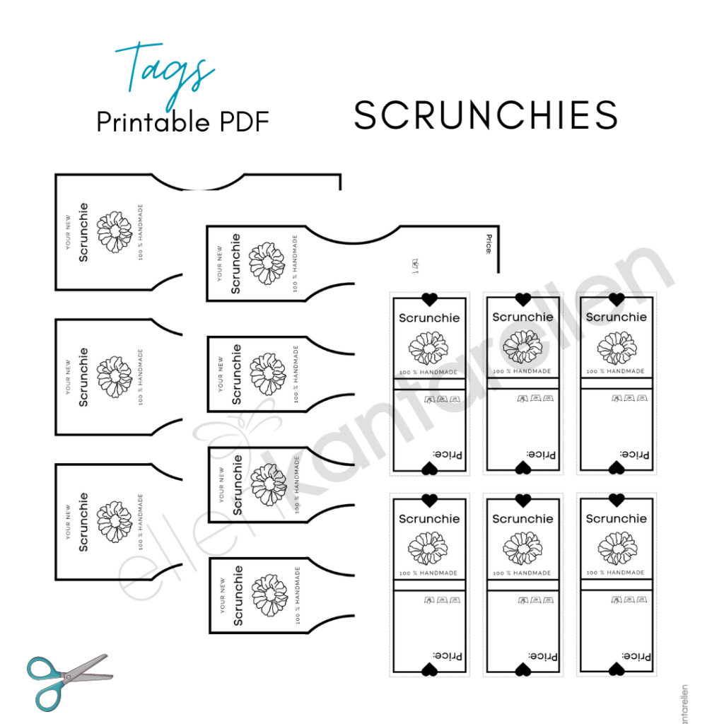 Printable Tags for Scrunchies & FREE Crochet Pattern - Ellenkantarellen.com