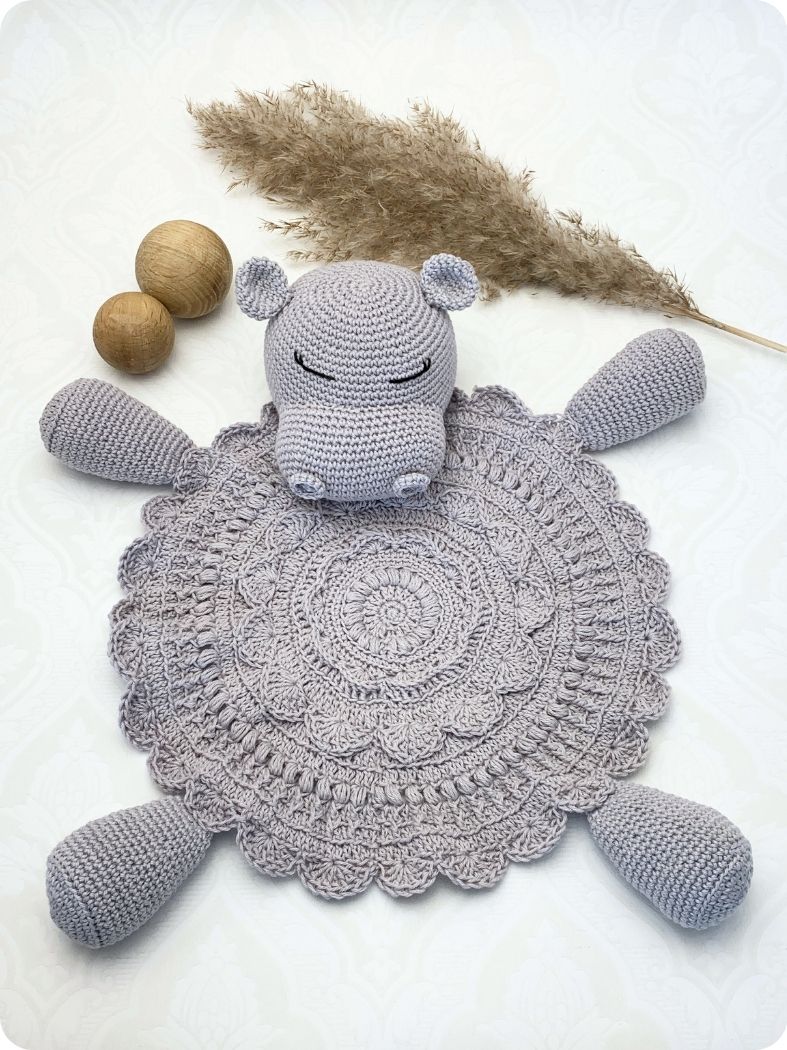 Sam the Hippo comforter blanket/lovey crochet pattern