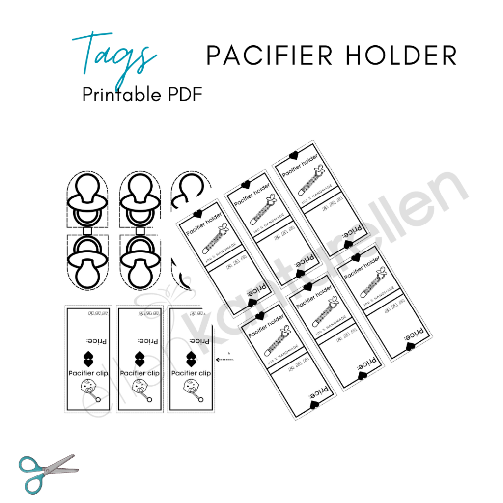 Printable Tags for handmade Pacifier Holder + Bonus skinny Tags ...