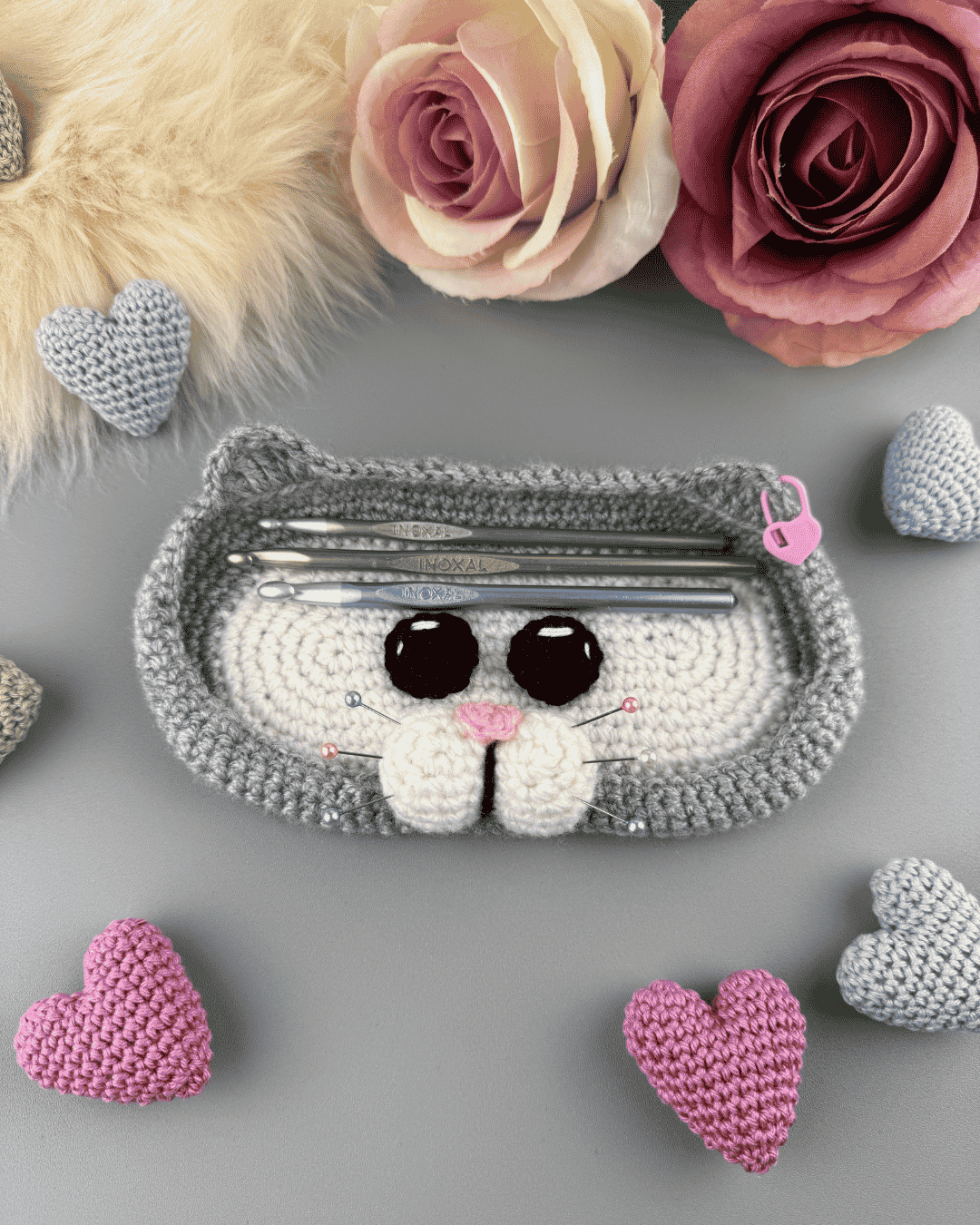 Cat Glasses Holder, Crochet Hook holder/case crochet pattern - Image 3