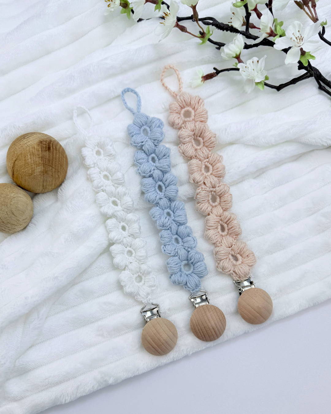 Crochet Pacifier Holder Primrose Pattern - Image 2