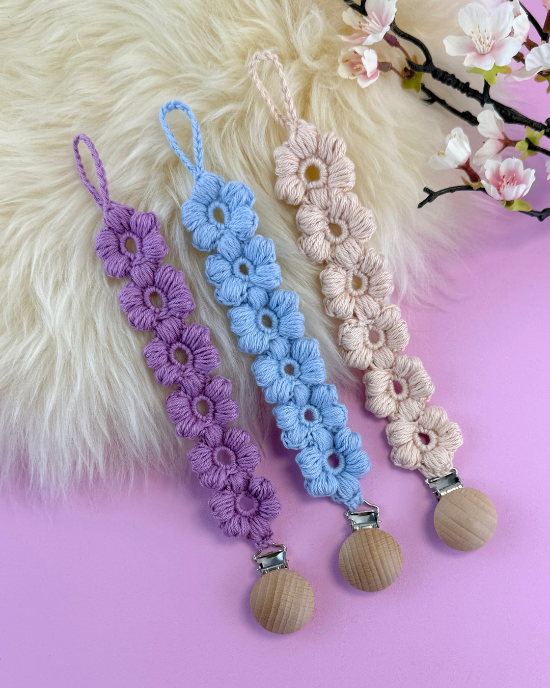 Crochet Pacifier Holder Primrose Pattern - Image 6