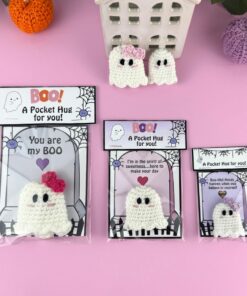 Ghost Hug Crochet pattern + Printable Cards & Gift Bag Toppers  (26 different looks)