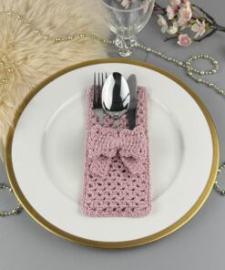 Crochet Cutlery Holder with Bow Pattern