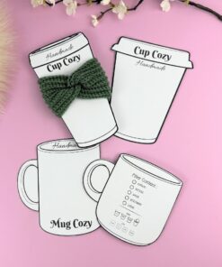 Cup & Mug Cozy Templates Bundle 4 in one, foldable two sided