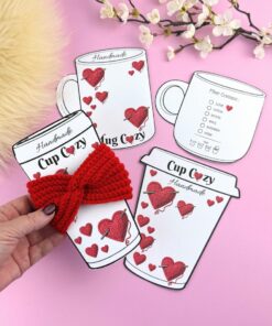Alternative view of Valentine's Cup & Mug Cozy Templates Bundle 4 in one, foldable two sided