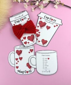 Valentine's Cup & Mug Cozy Templates Bundle 4 in one, foldable two sided