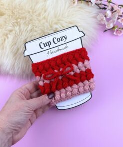 Crochet Mug Cozy "Rosebud" Pattern + printable template