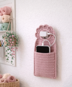 Phone Holder "Heather" Crochet Pattern, charging pocket organizer