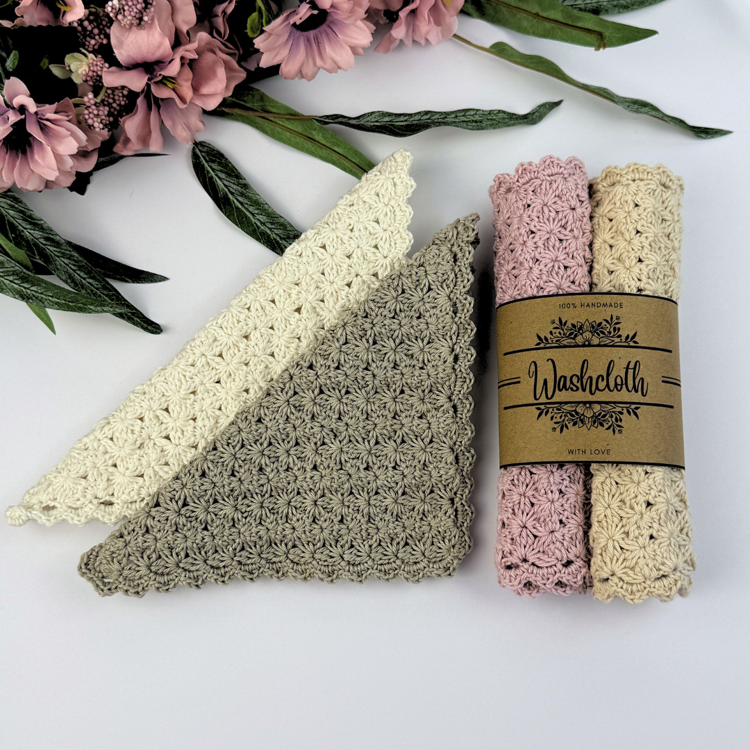 Romantic Farmhouse Washcloth Crochet Pattern (+ editable Printable Labels) - Image 6