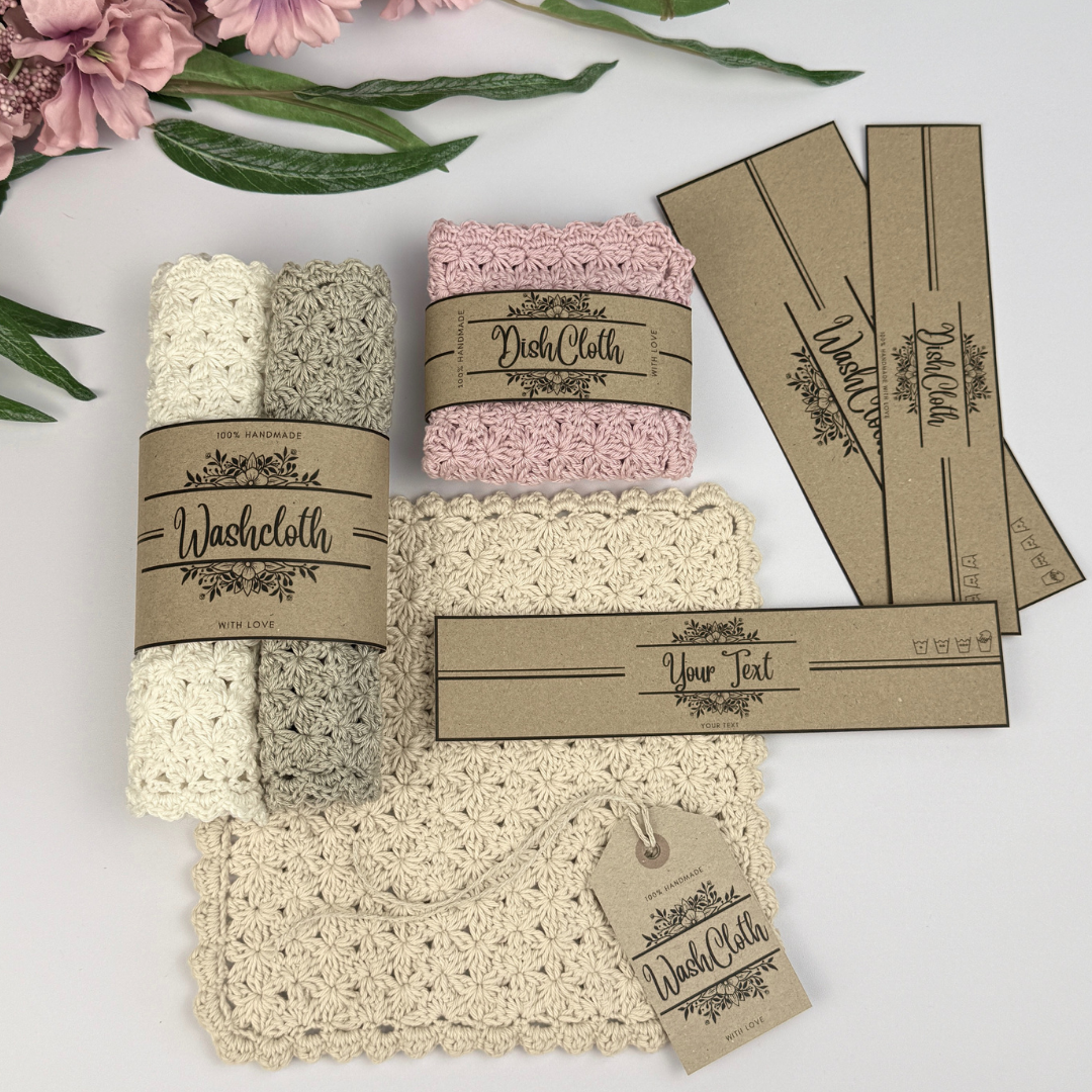 Romantic Farmhouse Washcloth Crochet Pattern (+ editable Printable Labels) - Image 9