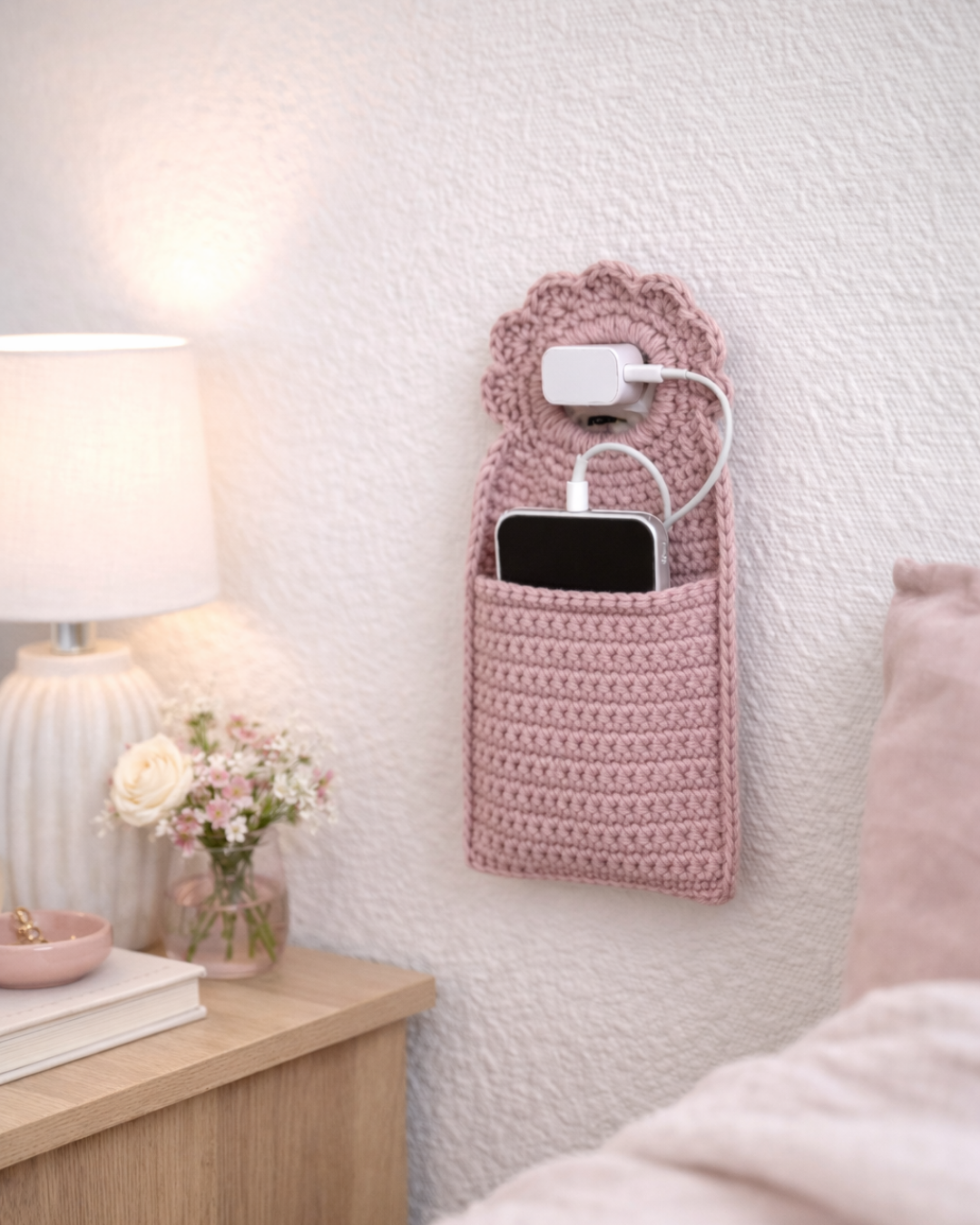 Phone Holder "Heather" Crochet Pattern, charging pocket organizer - Image 4