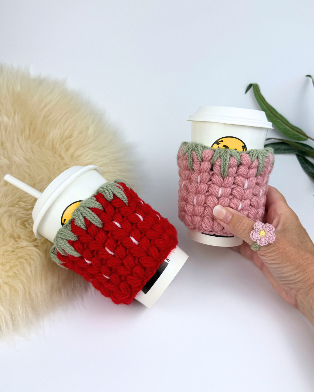 Crochet Strawberry Mug Cozy Pattern + printable template - Image 7