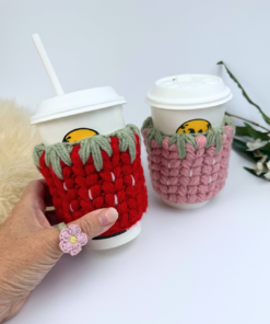 Alternative view of Crochet Strawberry Mug Cozy Pattern + printable template