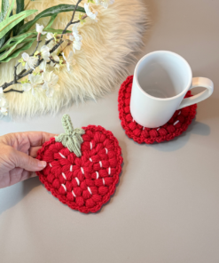 Alternative view of Crochet Strawberry Coaster Pattern