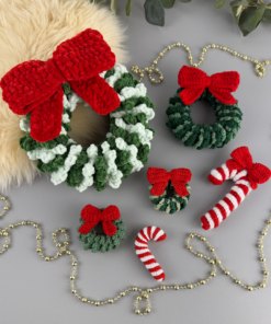 Crochet Christmas Wreath & Candy Cane Pattern